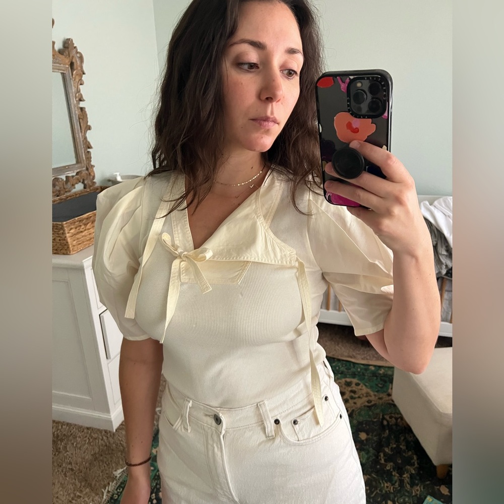 ULLA JOHNSON puff sleeve ivory blouse — beautiful